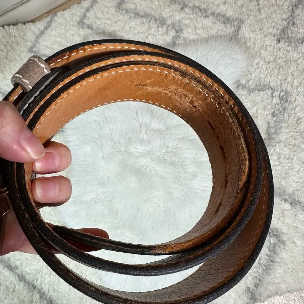 Tan Leather Kmart vintage belt with Stitched Edges